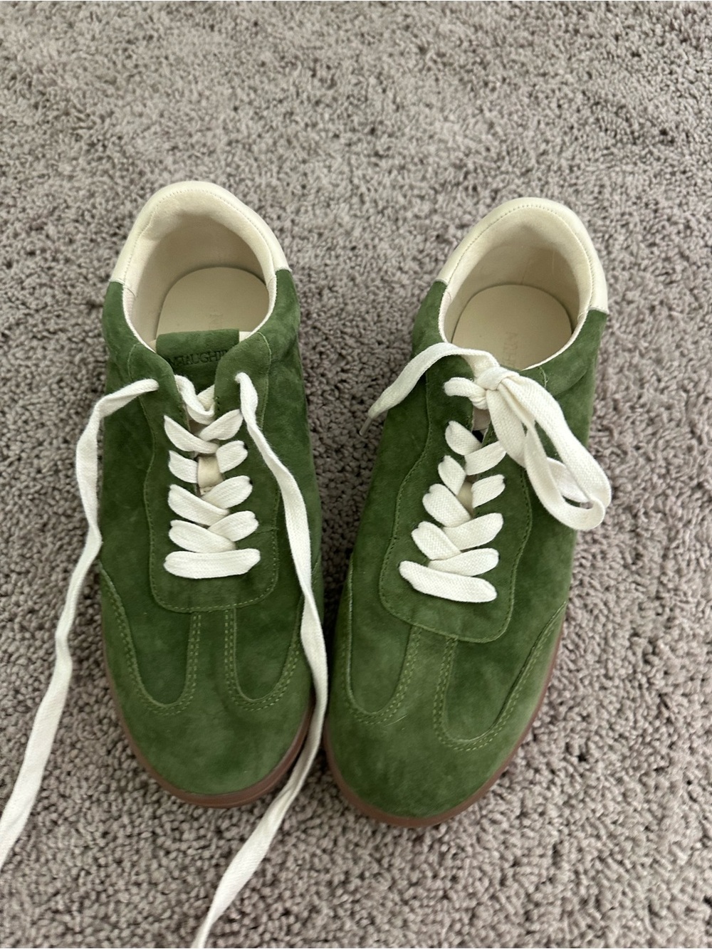 J.McLaughlin Zibby olive green leather suede lace up sneakers size 6.5 NWT - Picture 4 of 16